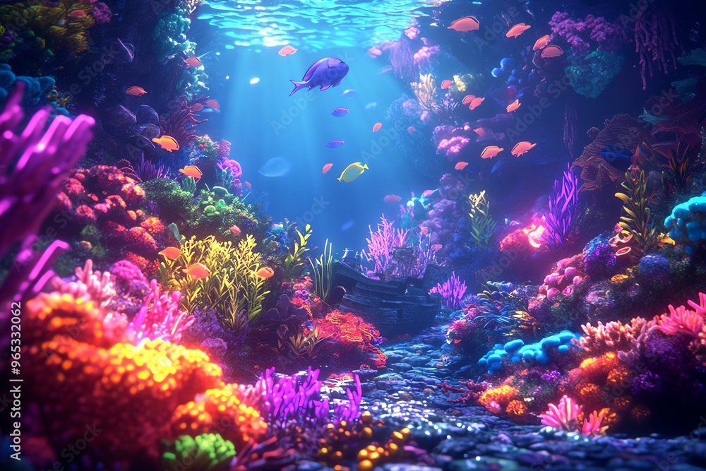 Naklejka premium Close-up shot of a vibrant underwater realm