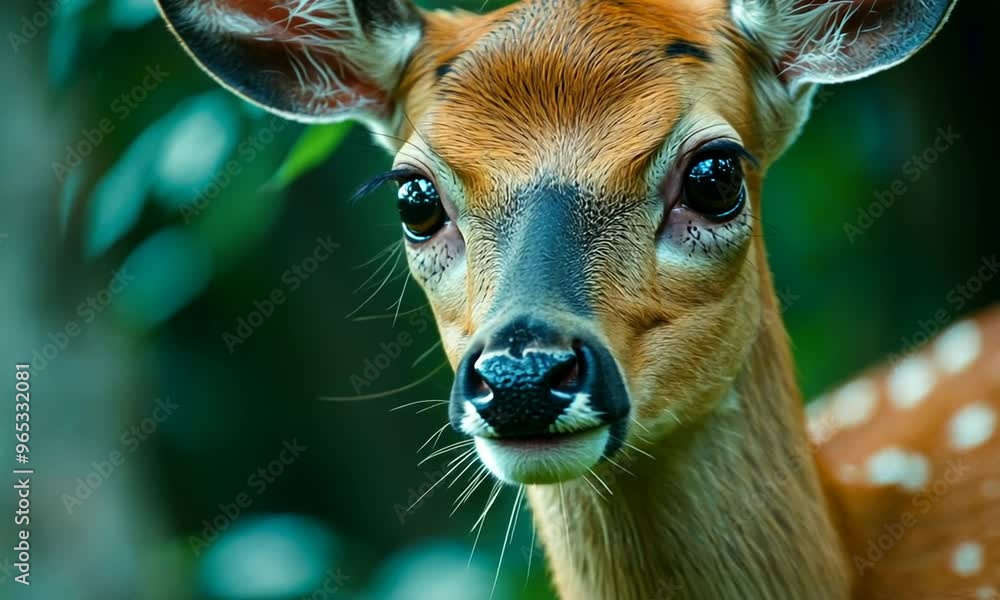 Close-up Portrait of a Young Deer in a Forest Close-up Portrait of a Young Deer in a Forest