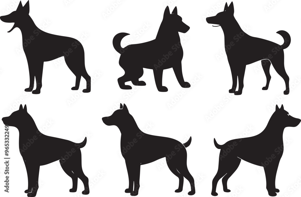 Obraz premium Dog Minimalist Black Silhouette Vector Collection