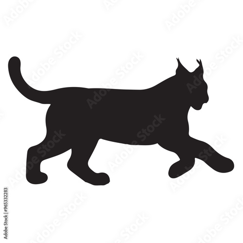 Lynx silhouette collection , Silhouette of Black Lynx, isolated on white background (Vector)