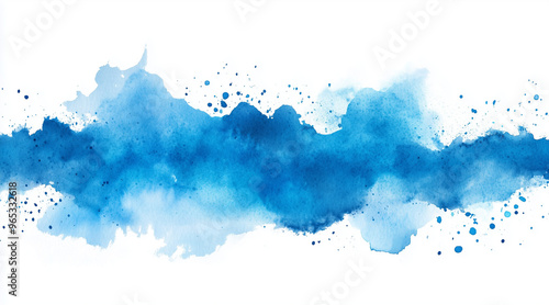 Blue watercolor background. Artistic hand paint. Isolated on transparent background. isolated on white background,. Created using Generative AI Technology 