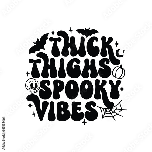 Thick Thighs Spooky Vibes Retro SVG