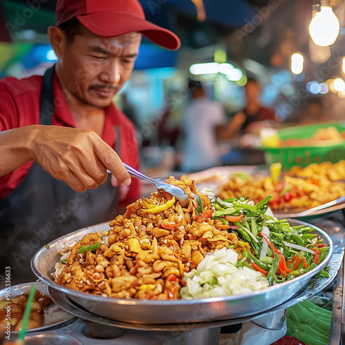 In a vibrant street food ma...