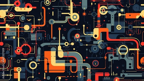 Retro techonlogy pattern wallpaper photo