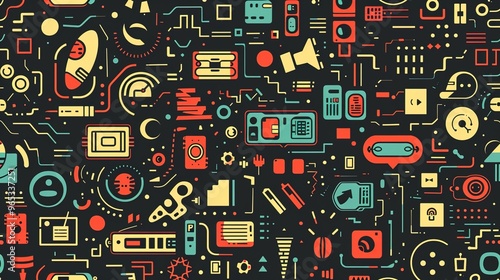 Retro techonlogy pattern wallpaper photo