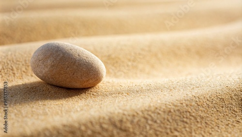 Beige stone standing out on the right side of a sandy background, beige stone, unique, texture, tranquility, neutral, minimalist, simplicity, peaceful, minimal, serene, earthy