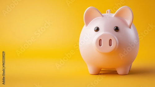 Frugal Living Concept - Money Saving in Piggy Bank 3D Illustration with Copy Space, Selective Focus, Ultra HD Quality