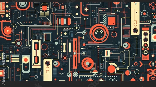 Retro techonlogy pattern wallpaper photo