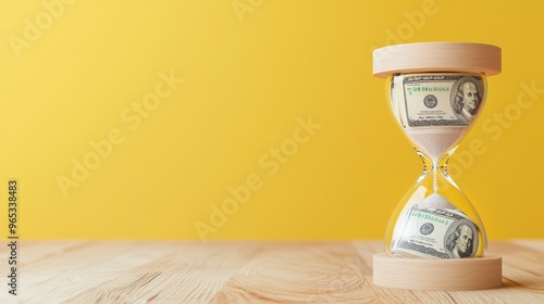 Time is Money - Hourglass with Financial Investment Concept in 3D Ultra HD photo