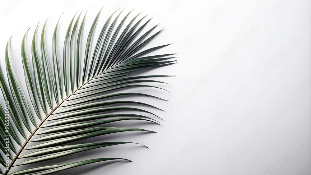Fototapeta premium tropical, abstract, clean, nature, foliage, minimal, monochrome, organic, elegant, balanced, white, serenity, minimalistic, Abstract white and black coconut leaf on white background