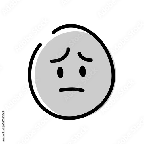 Worried face icon on white background.