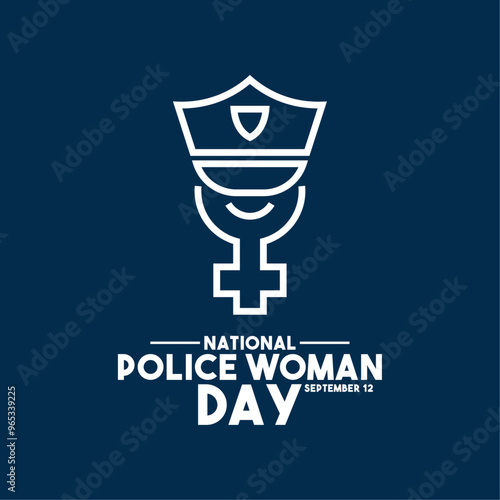National Police Woman Day. September 12. Blue background.