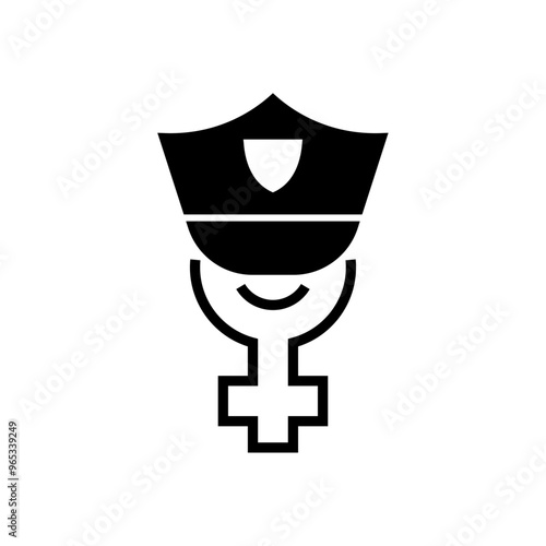 Police women icon on white background.