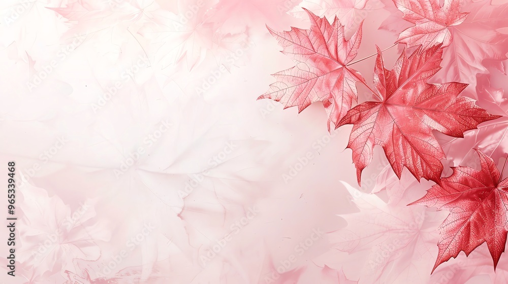 Subtle maple leaf patterns on a soft pastel background, adding a delicate touch with ample blank space for Canada Day content Subtle maple leaf patterns on a soft pastel background, adding a delicate touch with ample blank space for Canada Day content
