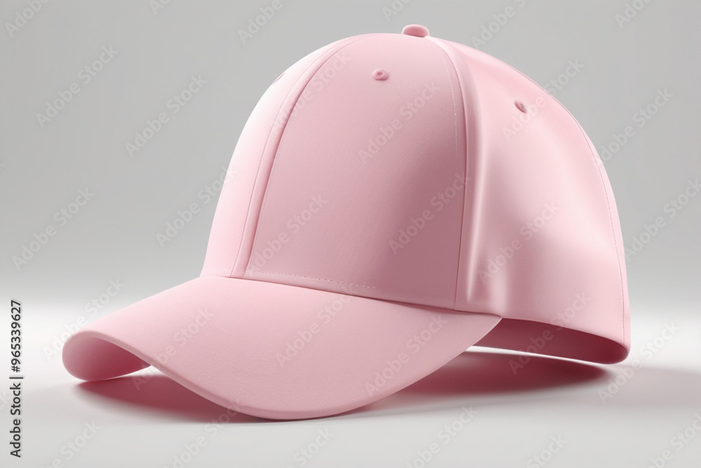 Fototapeta premium Blank pink baseball caps mockup on white background, AI Generated