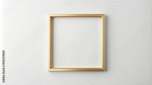 aesthetic, white wall,bird's eye view, mat, thin, elegant, A bird s eye view of a thin gold frame with a mat hanging on a white wall creating an elegant and minimalist aesthetic