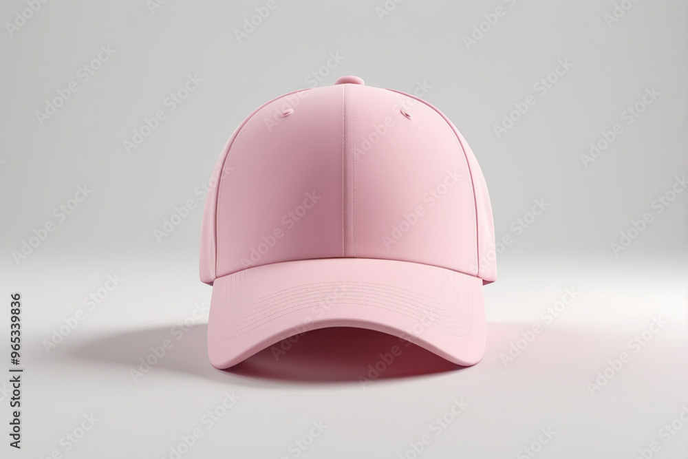 Fototapeta premium Blank pink baseball caps mockup on white background, AI Generated