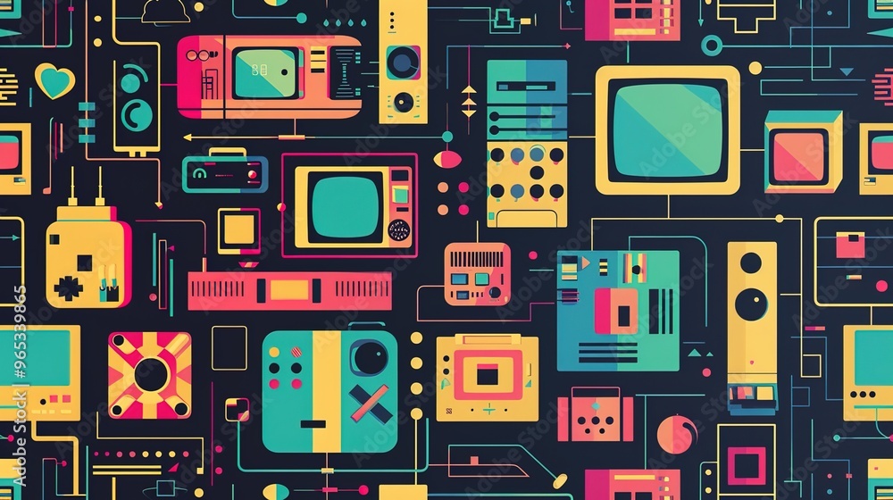 retro technology pattern wallpaper retro technology pattern wallpaper