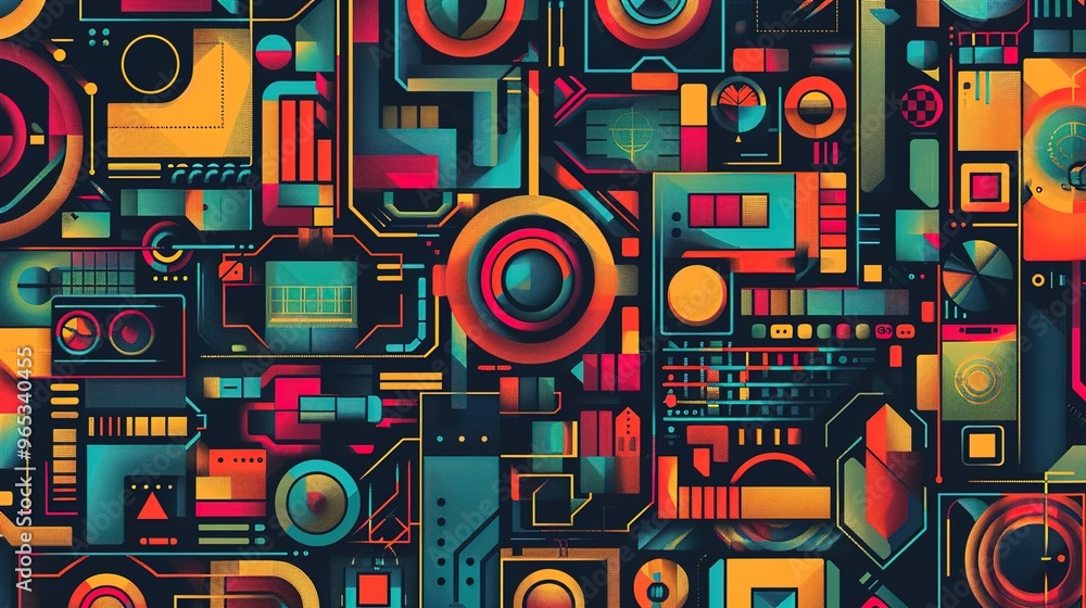 Fototapeta premium retro technology pattern wallpaper