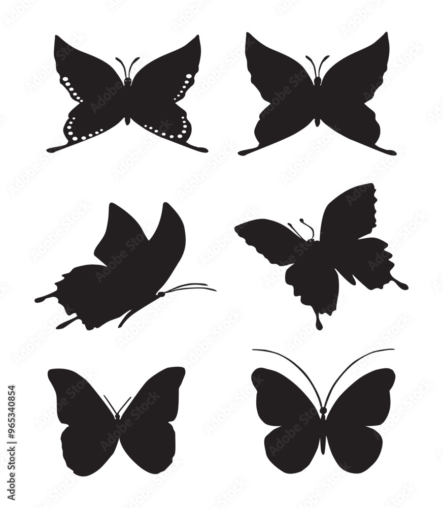 Vector Butterfly Silhouettes on white background. Vector Butterfly Silhouettes on white background.