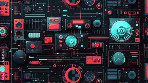 retro technology pattern wallpaper