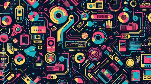 retro technology pattern wallpaper