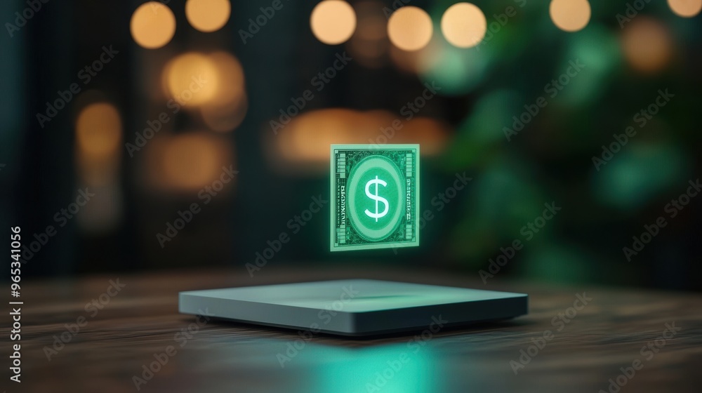 Futuristic Virtual Money Management Hologram in Modern Tech Office - Finance Strategy Futuristic Virtual Money Management Hologram in Modern Tech Office - Finance Strategy