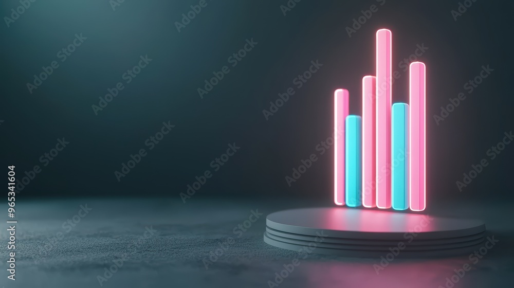 Obraz premium Futuristic Virtual Wealth Planning Concept with Floating Holograms and Neon Glow -