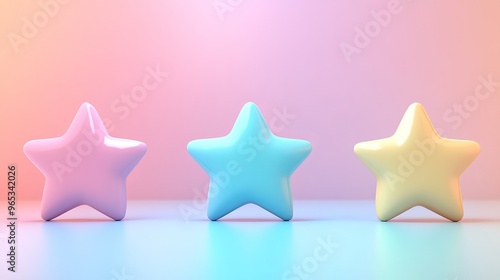 Colorful pastel stars on a soft gradient background for creative design