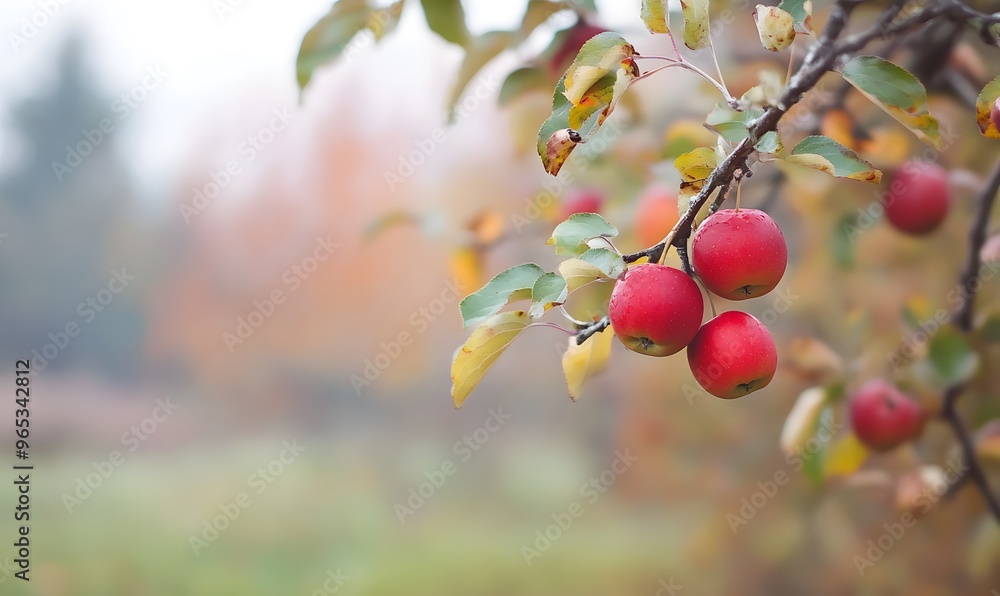 Obraz premium Autumn trees with apples.
