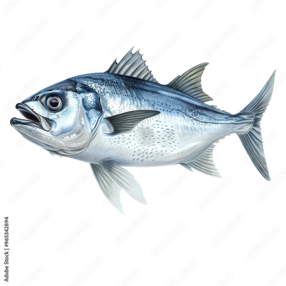 Detailed illustration of a blue fish showcasing vibrant colors and distinct features, swimming in a clear environment with light reflection Detailed illustration of a blue fish showcasing vibrant colors and distinct features, swimming in a clear environment with light reflection