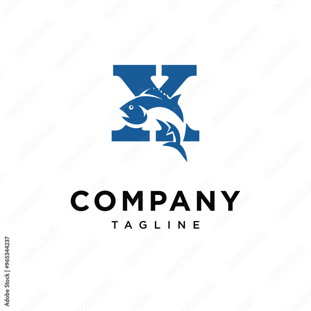 Obraz premium Letter X Tuna Fish logo icon vector.