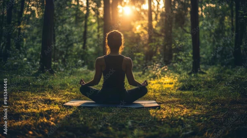 Meditating in a serene outdoor setting, yoga and wellness concept Generative AI