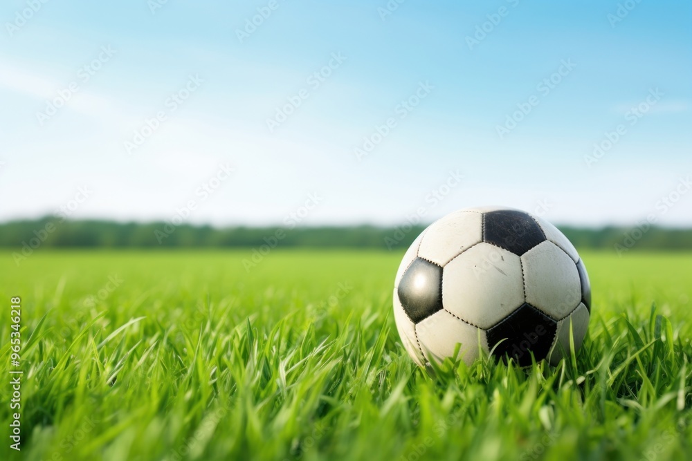 Fototapeta premium Soccer field ball football.