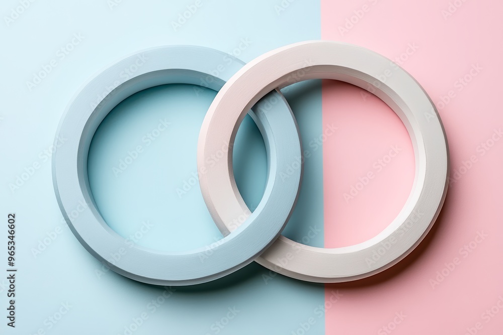 Minimalist Geometric Design with Interlocking Circles on Soft Pastel Background for Creative Projects Generative AI Minimalist Geometric Design with Interlocking Circles on Soft Pastel Background for Creative Projects Generative AI