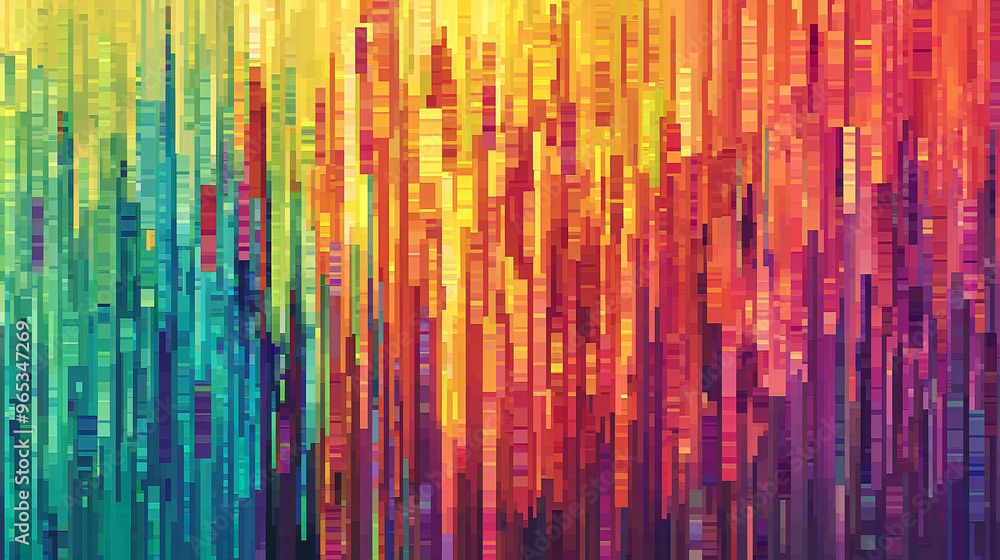 Pixel Art Rainbow, colorful background