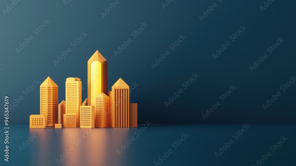 Illuminated Financial Hub - Abstract Digital World in with Copy Space, Selective Focus in Illuminated Financial Hub - Abstract Digital World in with Copy Space, Selective Focus in