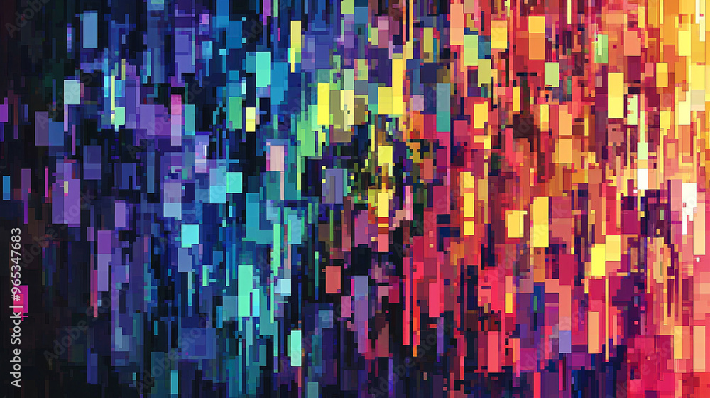 Pixel Art Rainbow, colorful background Pixel Art Rainbow, colorful background