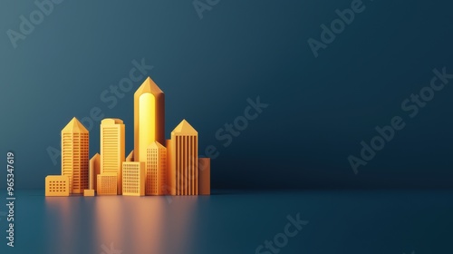 Illuminated Financial Hub - Abstract Digital World in 3D Illustration with Copy Space, Selective Focus in Ultra HD