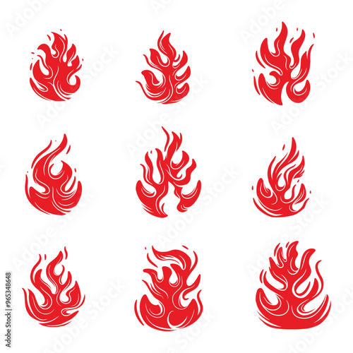 vector fire icon set photo