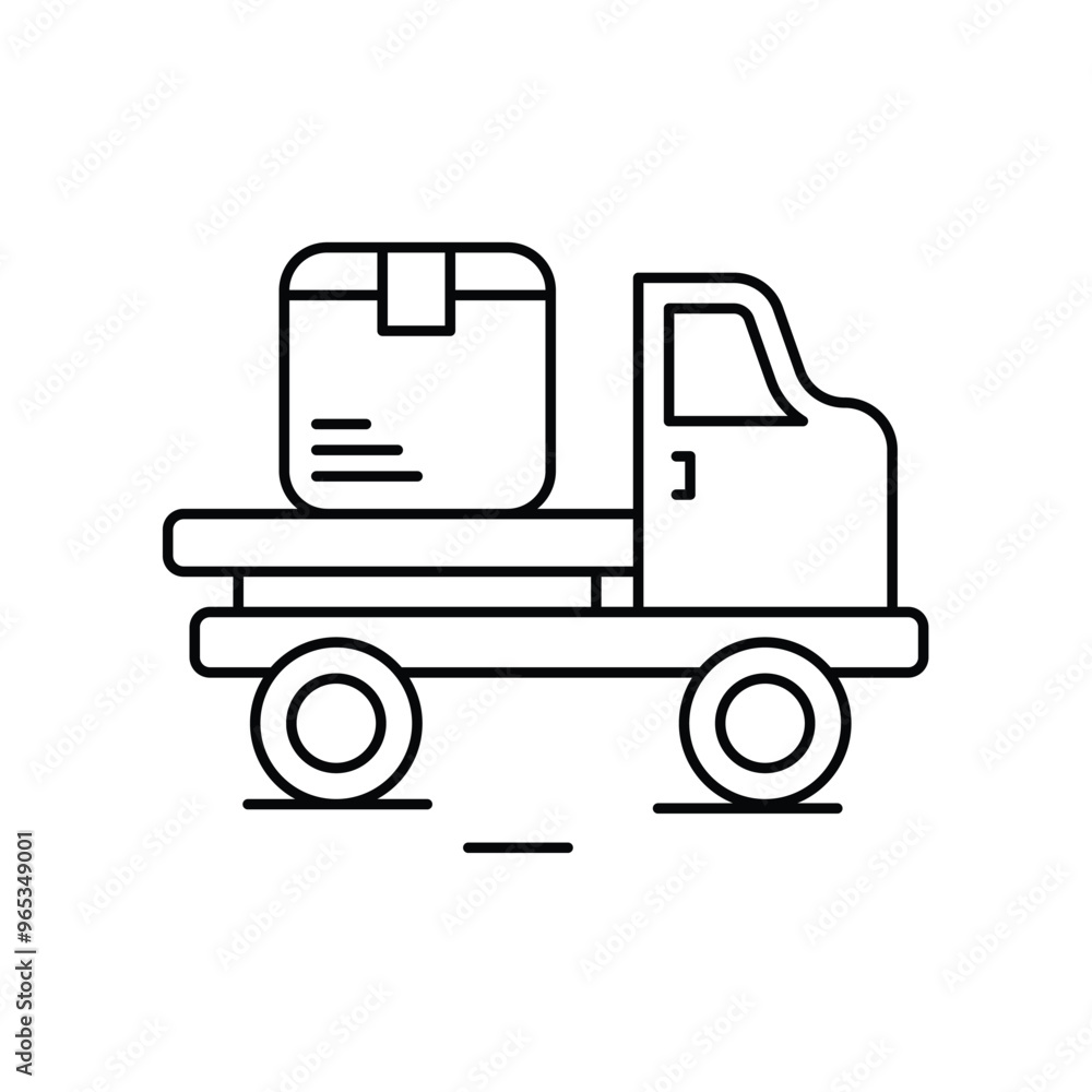 delivery truck line icon with white background vector stock illustration delivery truck line icon with white background vector stock illustration