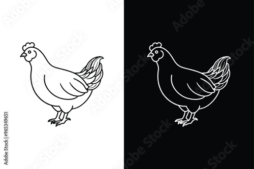 Hen Line Icon. Simple Flat Graphic Design for Chicken Illustration