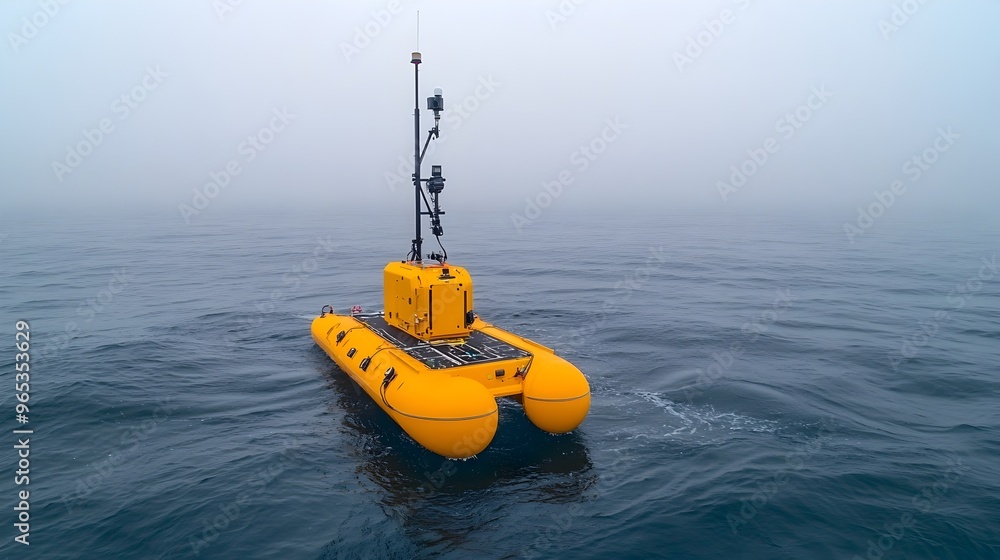 Obraz premium Sonar Equipped Unmanned Surface Vehicle Mapping Coastal Regions for Environmental Monitoring