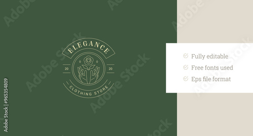 Minimalist flower in hands elegant line art circle logo design template vector illustration. Floral blossom in female arms linear logotype for fashion eco clothing stylist designer natural cosmetic