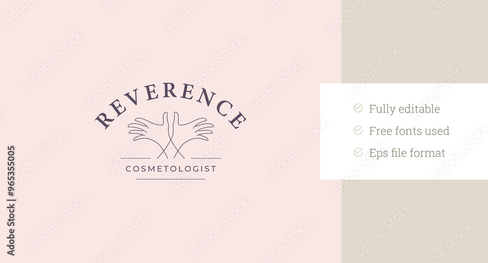 Feminine crossed hands with elegant fingers line art logo design template vector illustration. Woman arms minimalist linear logotype for cosmetology beauty salon skin care cosmetic brand Feminine crossed hands with elegant fingers line art logo design template vector illustration. Woman arms minimalist linear logotype for cosmetology beauty salon skin care cosmetic brand