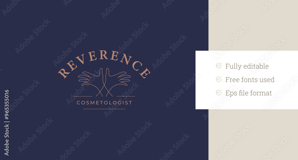 Elegant crossed female hands line art logo design template for cosmetology vector illustration. Feminine woman arms fingers minimalist linear logotype for plastic surgery clinic spa wellness Elegant crossed female hands line art logo design template for cosmetology vector illustration. Feminine woman arms fingers minimalist linear logotype for plastic surgery clinic spa wellness