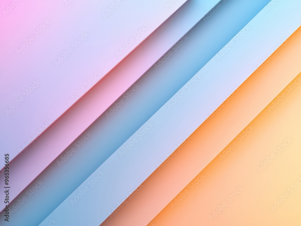 Fototapeta premium Soft pastel geometric lines in blue and peach tones with gradient