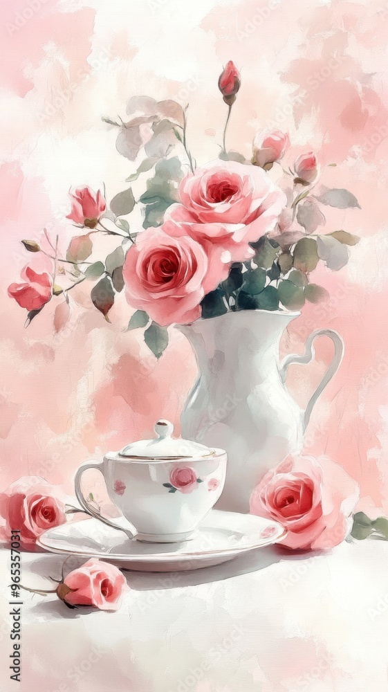 Watercolor illustration of British afternoon tea,tea break in the English style,tea set with Afternoon tea stand with macaroons and scone,cake,cup of tea,Tea time dessert table,vintage style. Watercolor illustration of British afternoon tea,tea break in the English style,tea set with Afternoon tea stand with macaroons and scone,cake,cup of tea,Tea time dessert table,vintage style.