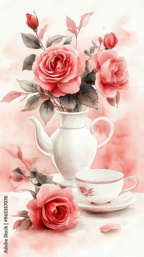 Watercolor illustration of British afternoon tea,tea break in the English style,tea set with Afternoon tea stand with macaroons and scone,cake,cup of tea,Tea time dessert table,vintage style. Watercolor illustration of British afternoon tea,tea break in the English style,tea set with Afternoon tea stand with macaroons and scone,cake,cup of tea,Tea time dessert table,vintage style.