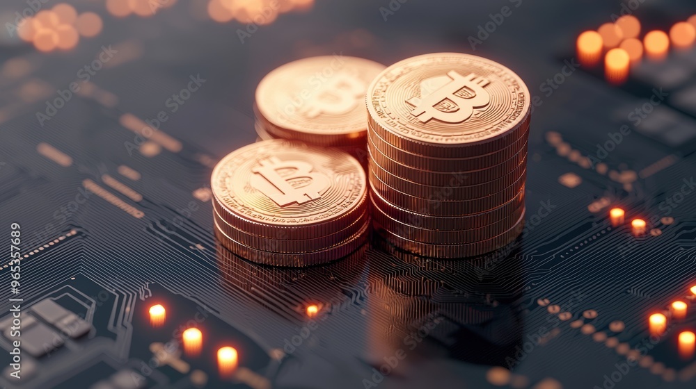 Futuristic Digital Wealth Creation - Finance Concept with Copy Space and Selective Focus, Futuristic Digital Wealth Creation - Finance Concept with Copy Space and Selective Focus,